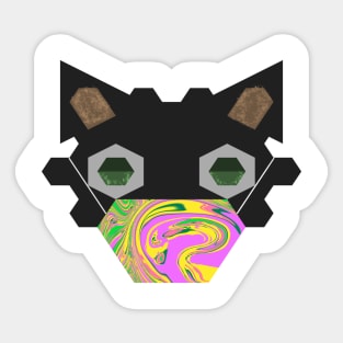 Black Cat Wearing Abstract spring #3 Mask Sticker